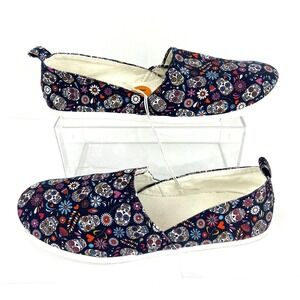 NEW Report Flats Women's 11 Skulls Fabric Shoes 41 Dia de los Muertos Slip On